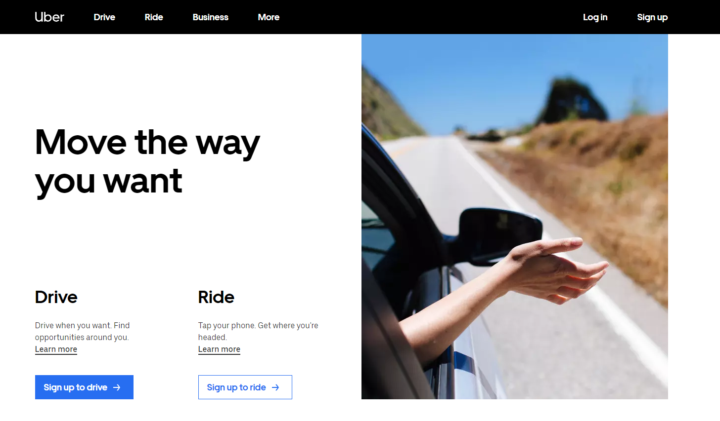 Uber-Homepage